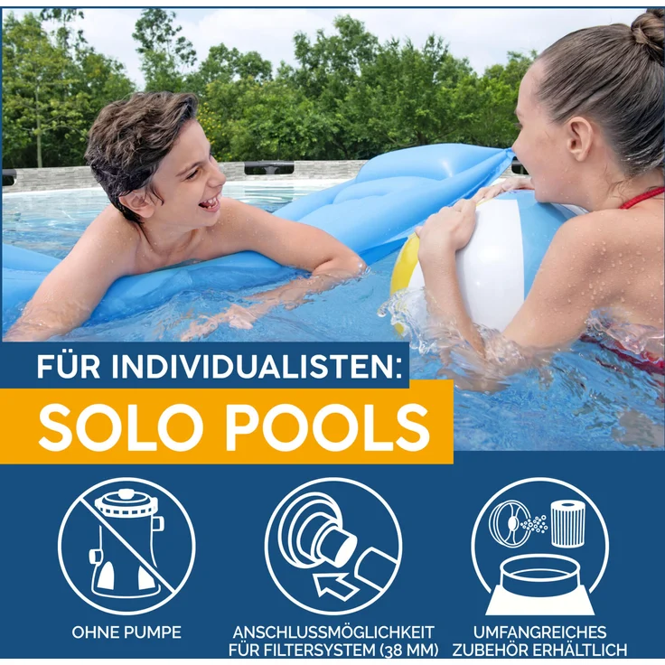 Bestway® Steel Pro MAX™ Ersatz Frame Pool ohne Zubehör Ø 488 x 122 cm, Steinwand-Optik (Cremegrau), rund, Steinoptik – Bild 4