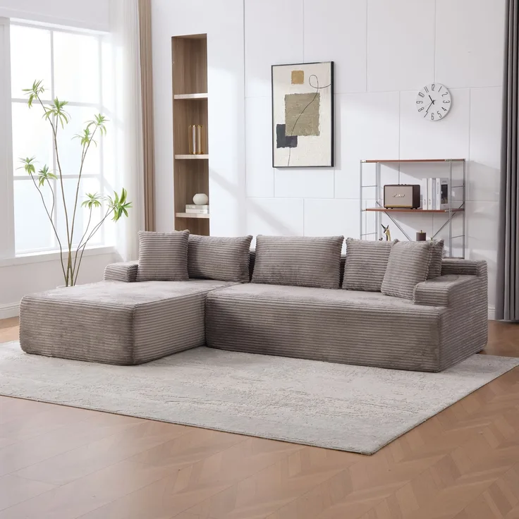 EINHOM Modulares Kompressionssofa aus Chenille-Stoff, gefüllt mit 30D hochelastischem Schaumstoff. Leicht zu bewegen und mit rutschfestem Boden, ideal für Wohnzimmer und andere Räume. GRAY