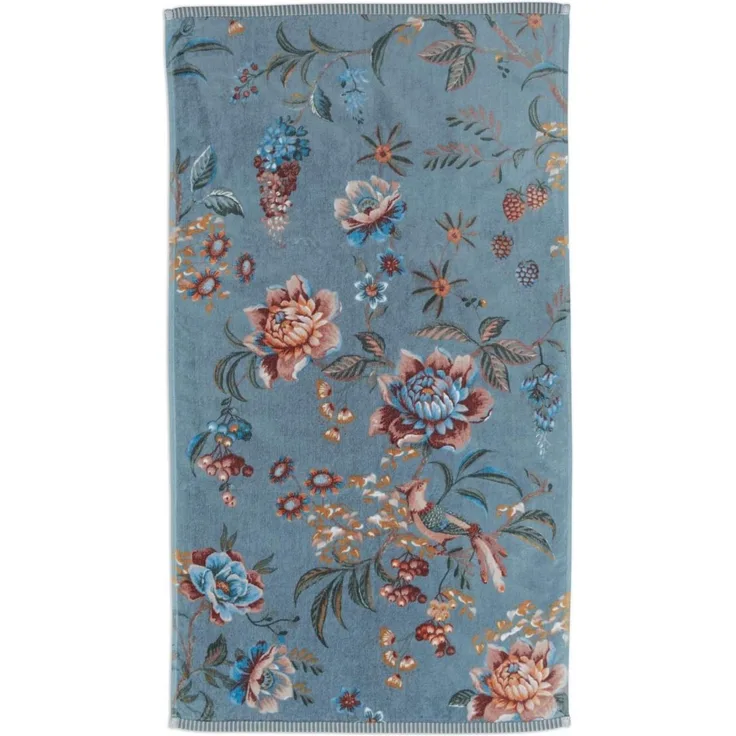PIP Studio Duschtuch Secret Garden Blue 70x140 cm Blumenranke Blüten blau