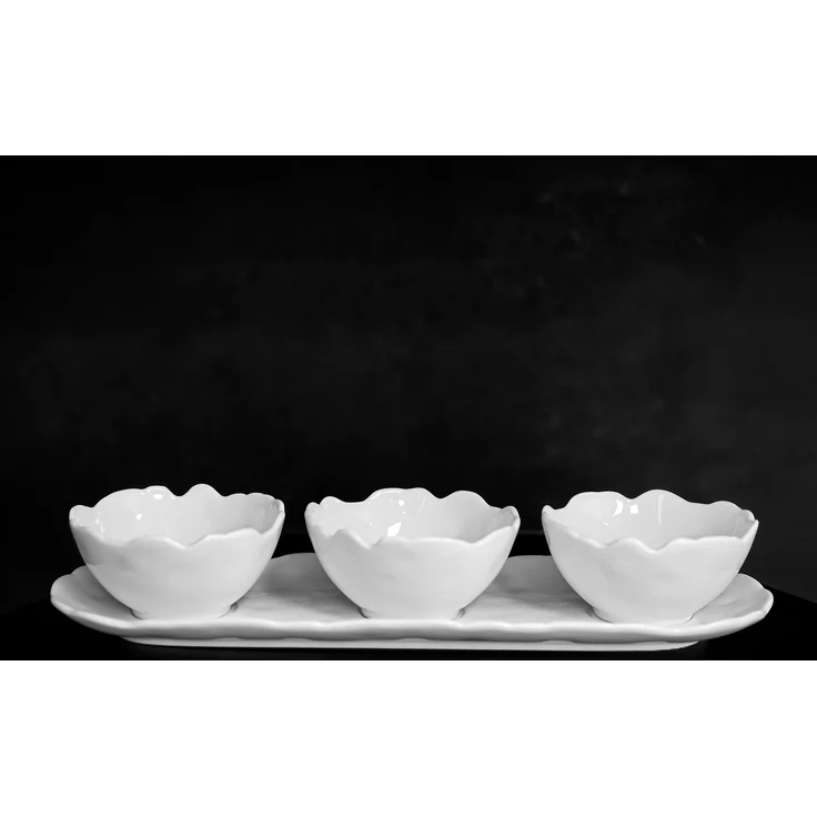 Alya 4-teiliges Snackschalen-Set in Wave-Style - 3 Schälchen & 1 Servierteller – Bild 3