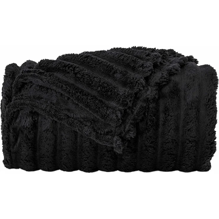 vidaXL Überwurfdecke Schwarz 150 x 130 cm Fleece 42016841 – Bild 4