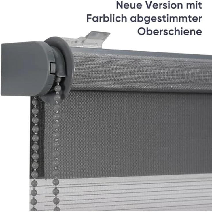 Sekey Doppelrollo Klemmfix ohne Bohren für Fenster, Doppelrollo 35 cm breit, Duo Rollo Jalousie Sonnenschutz, 35x100cm, Dunkelgrau – Bild 7