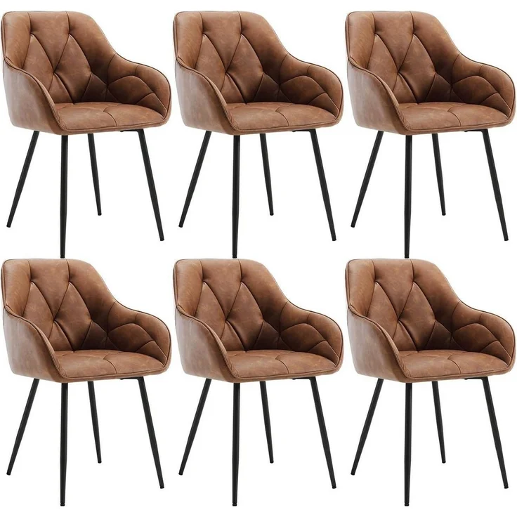 Woltu 4-Fußstuhl (Set, 6 St), Esszimmerstühle ergonomischer aus Kunstleder – Bild 5