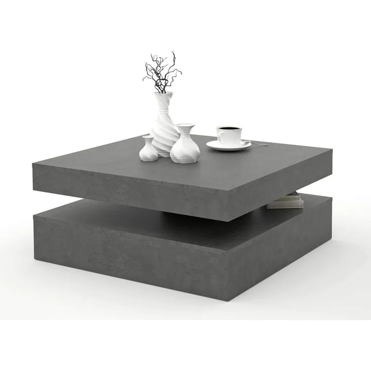 FORTE Coffee Tables Rotierend Couchtisch, Holzwerkstoff, Grau, 78 x 35,4 x 78 cm