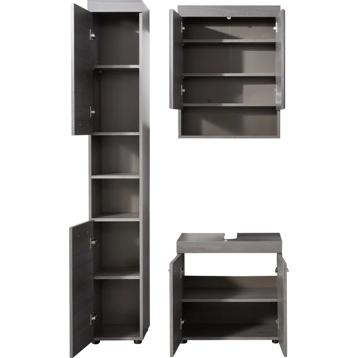 Badset 3-tlg. 'Runner' mit Hochschrank, Unterschrank & Spiegelschrank, Sardegna Rauchsilber, ohne Waschbecken – Bild 2