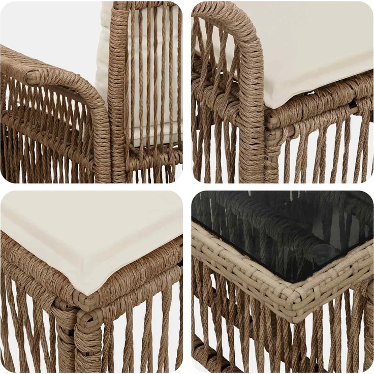 vidaXL Gartensofa-set 4 stk. Beige und Cremeweiß Poly-Rattan 3436587 – Bild 7