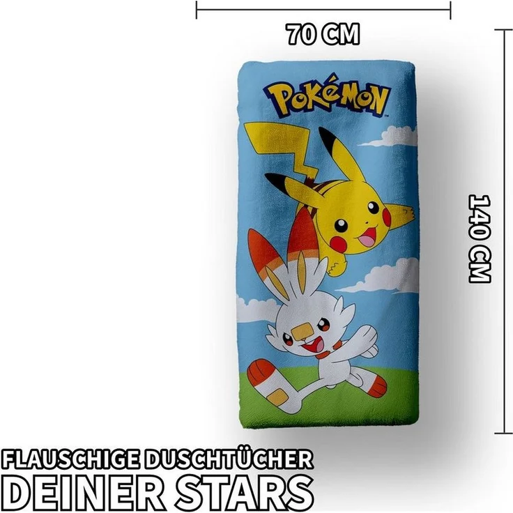 Halantex Handtücher POKEMON PIKACHU Duschtuch Strandtuch Badetuch 70 x 140 cm, (1 Duschtuch, 1-St), Langlebig – Bild 3