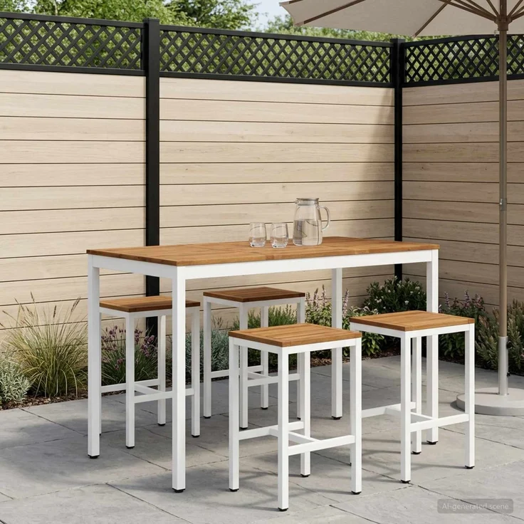 vidaXL Gartenbar-Tisch NAARDEN Natur und Weiß 141 x 80,5 x 105 cm 901347 – Bild 1