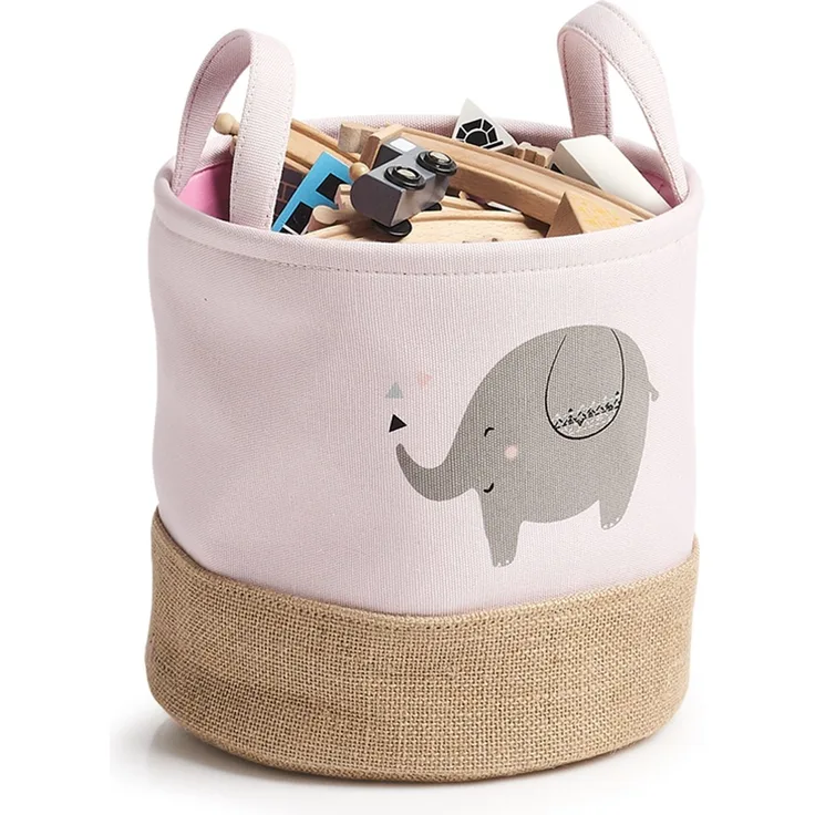 Aufbewahrungskorb Elefant - Rosa, Jute - Ø 25cm