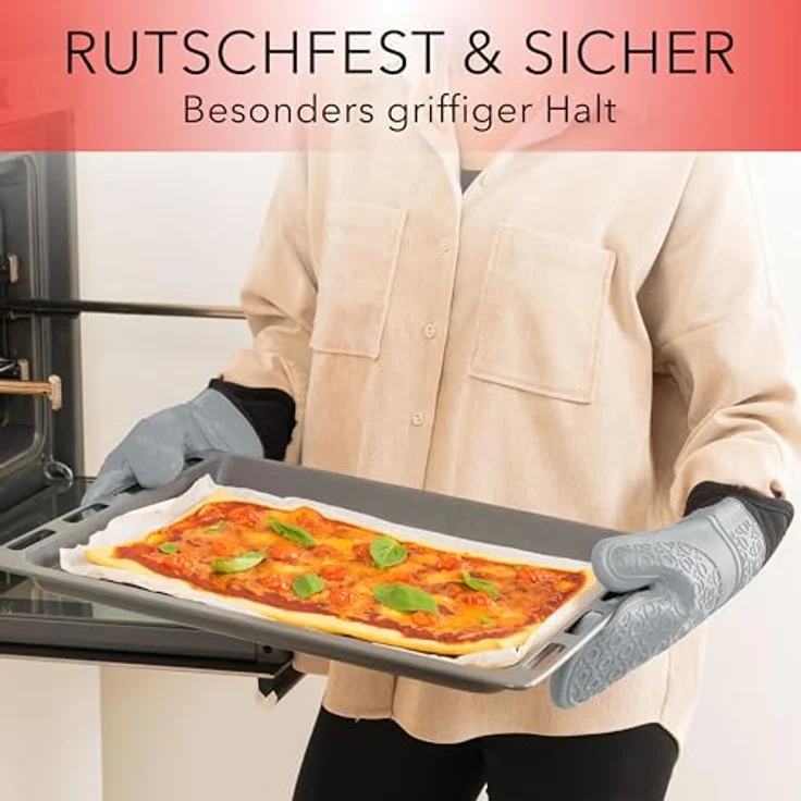 AVANA Topfhandschuhe Silikon Ofenhandschuhe Backhandschuhe Kochhandschuhe, (1 Paar Ofenhandschuhe aus Silikon), weiches Baumwoll-Innenfutter, Anti-Rutsch, Hitzebeständig bis 350°C – Bild 6