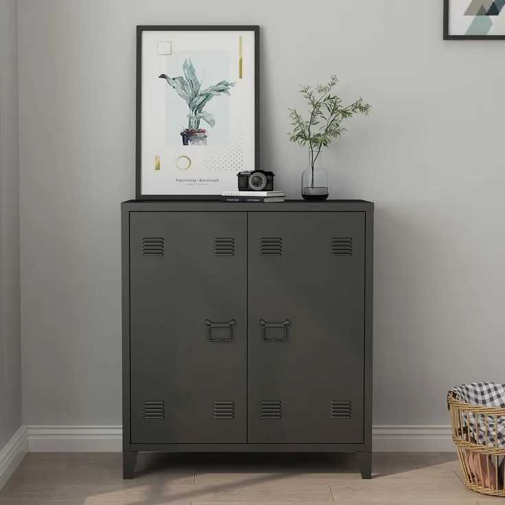 Metallschrank Oripää 90x80x33 cm Schwarz [en. casa]