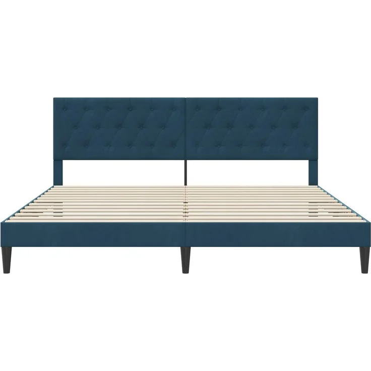 vidaXL Bettrahmen mit Kopfteil Blau 180 x 200 cm Samt 42027684 – Bild 4