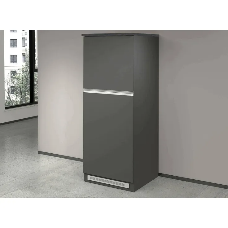 Dmora - Küchenschrank Plinio, Mehrzweckschrank, Küchenzeile Schrank, Multifunktionales Kühlregal, 100% Made in Italy, 60 x 60 x 165 cm, Anthrazit und Schiefer