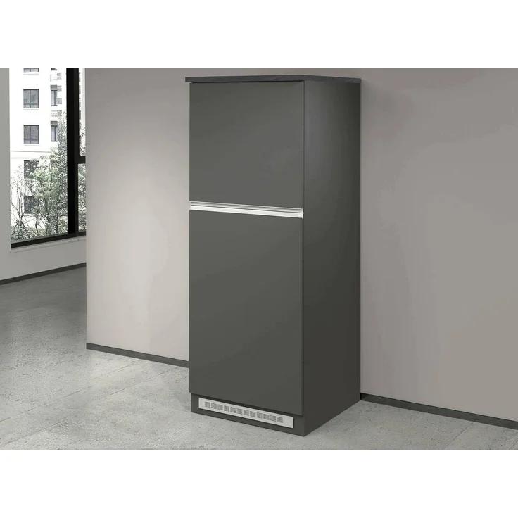 Dmora - Küchenschrank Plinio, Mehrzweckschrank, Küchenzeile Schrank, Multifunktionales Kühlregal, 100% Made in Italy, 60 x 60 x 165 cm, Anthrazit und Schiefer