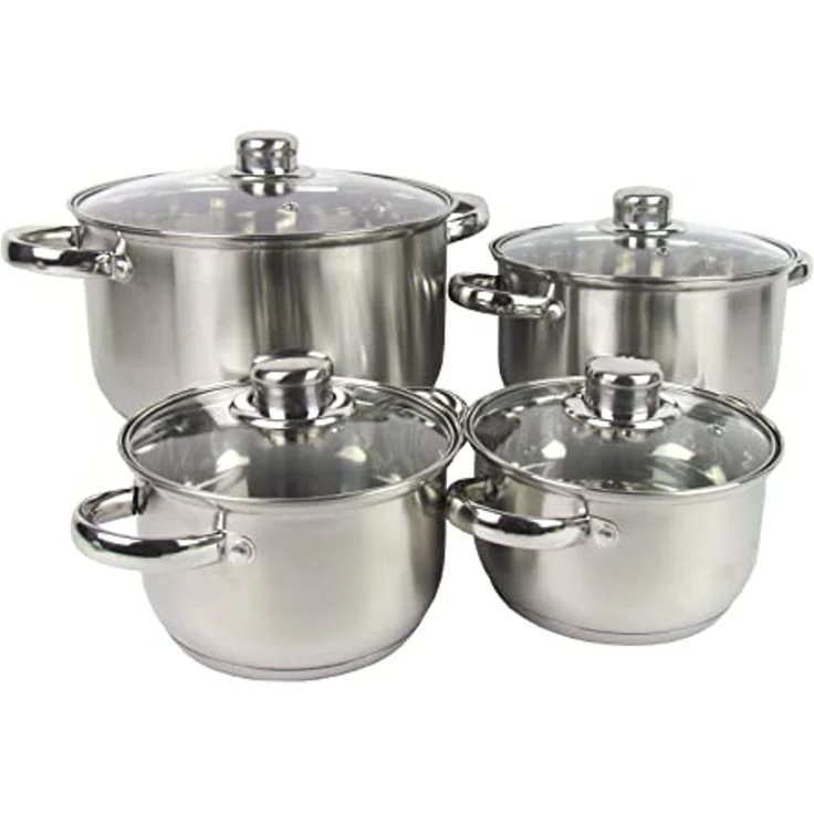 Michelino Topf-Set 8-teiliges Topfset "Berlin" mit Füllstandsanzeige für alle Herdarten, Edelstahl (8-tlg), Induktionsgeeignet – Bild 1