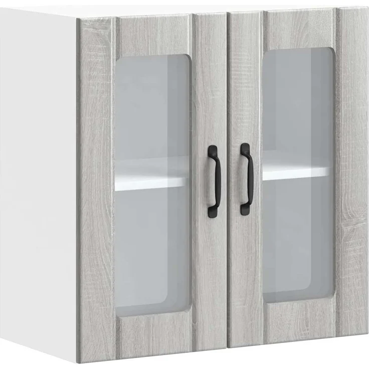 vidaXL Küchen-Hängeschrank mit Glastür Lucca Grau Sonoma Holzwerkstoff 853913 – Bild 1
