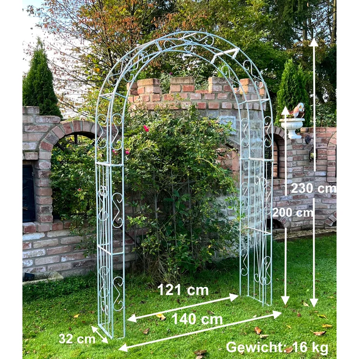 DanDiBo Rosenbogen Metall Verzinkt Massiv 140 cm Torbogen 96522 Wetterfest Rundbogen Volleisen Rankhilfe Gartenbogen Feuerverzinkt – Bild 2