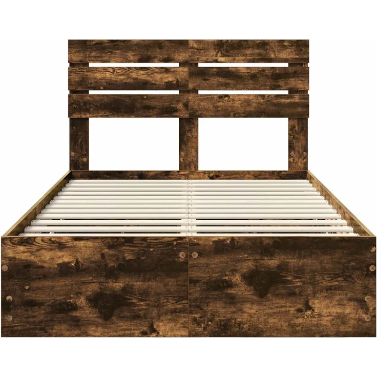 vidaXL Bettrahmen Geräucherte Eiche 120x200 cm Ingenieurs Holz 3411517 – Bild 7