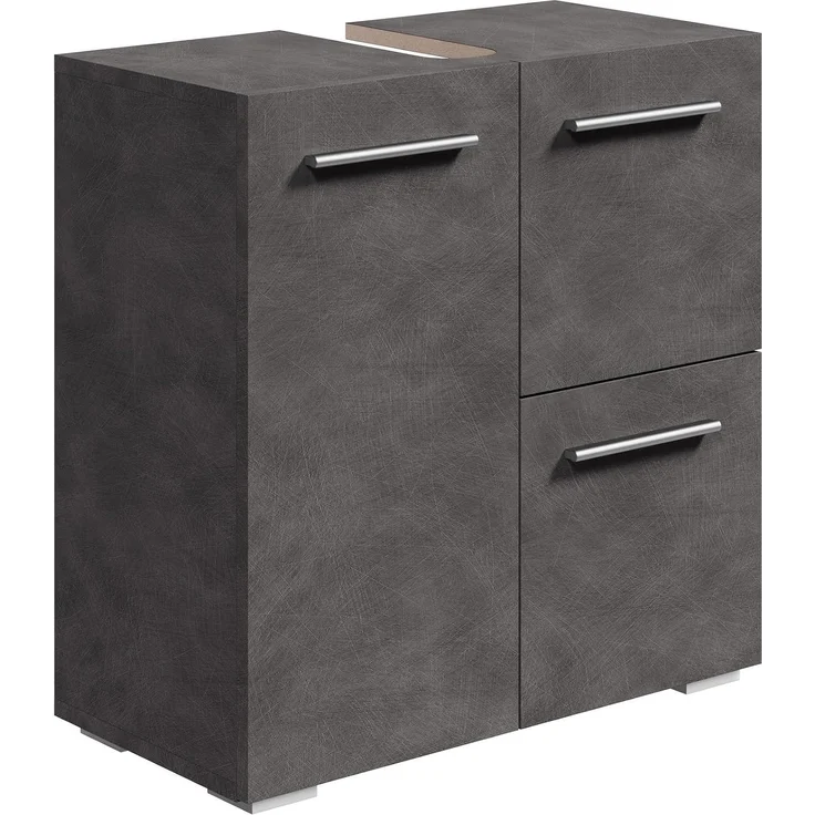 Badplaats Waschbeckenunterschrank Mars 60 x 30 cm Dunkel Grau - Stehender Badezimmerschrank mit 2 Türen und 1 Schublade – Bild 1