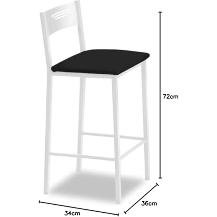 ASTIMESA - Küchenhocker mit hoher Polsterung und Rückenlehne - Gestell aus Kunstleder - Farbe des Sitzes: Schwarz. Lieferumfang: 1 Stück, Maße: 90 cm (Gesamthöhe) – Bild 2