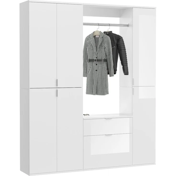 Garderobenschrank SystemX in weiß Hochglanz 152 x 193 cm – Bild 5