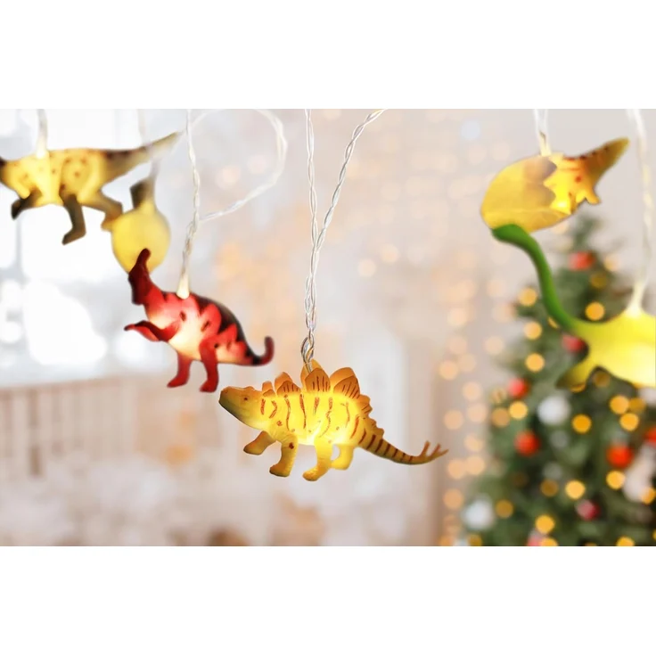 COZY HOME LED-Lichterkette Dino Lichterkette Batterie und Stecker -, 12 LED Figures I Warmweißes LED-Licht I Dino Design I EU-Konformität – Bild 7