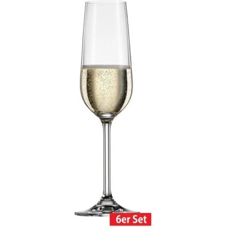 BOHEMIA CRISTAL 6er Set Glas -Sektglas je 190 ml SIMPLY