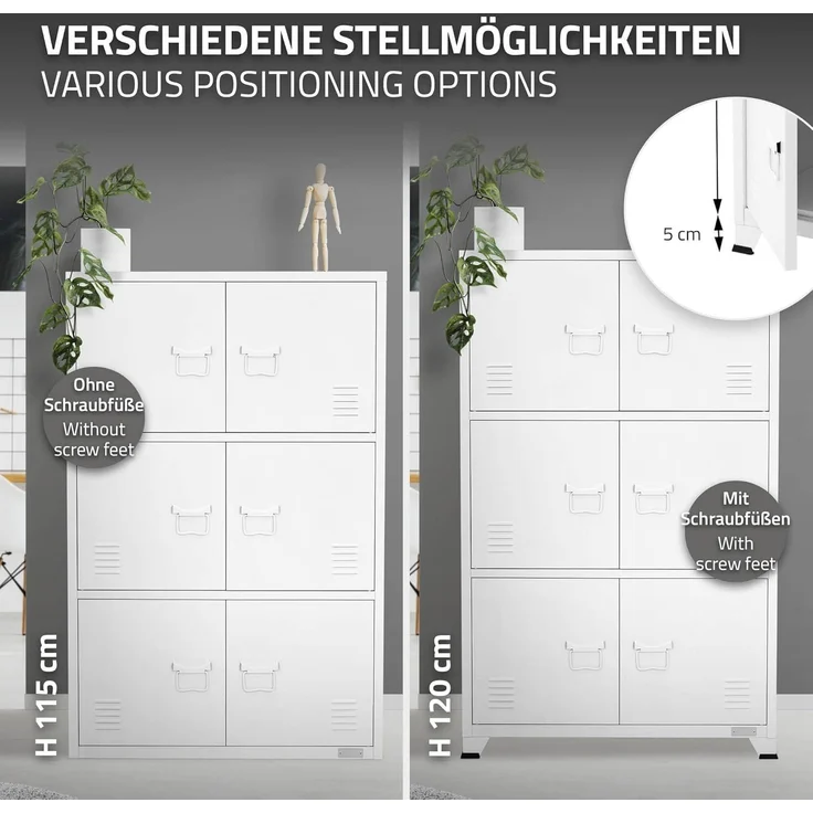 ML-DESIGN Aktenschrank Metallschrank mit Schubladen Aufbewahrungsschrank Mehrzweckschrank (1-St) Lagerschrank Weiß Büroschrank Werkzeugschrank Stahlschrank 75x40x120cm – Bild 7