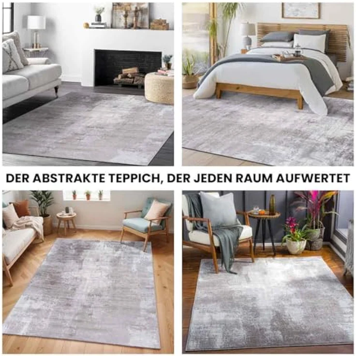 LIVABLISS Kurzflorteppich Giulia, grau, rechteckig, 160x220 cm, Oeko-Tex® Standard 100, modern und abstrakt – Bild 5