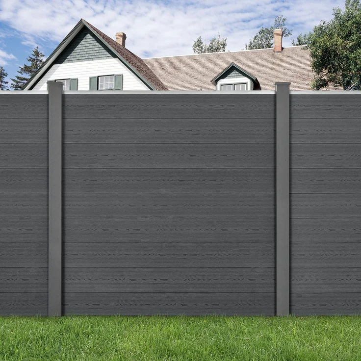 Gartenzaun Getafe WPC mit Pfosten 183x879 cm Grau neu. holz – Bild 6