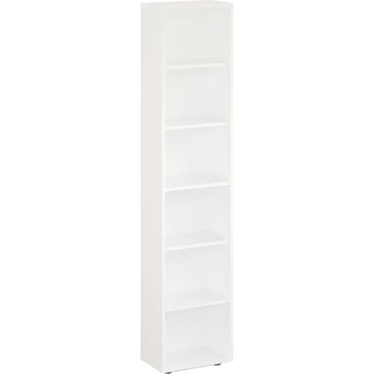 KOMTO Bücherregal Lumo 40 cm Weiß Regal mit 3, 4 or 6 Ebenen und Höhenverstellbare, Regale Standregal Aufbewahrungsregal Bookshelf – Bild 5
