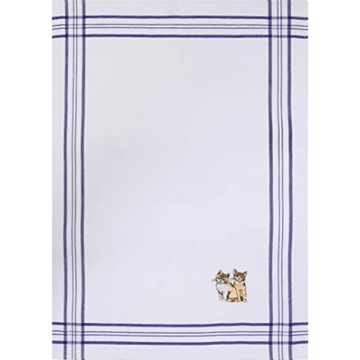 Betz Geschirrtuch 2 Stück Geschirrtücher Küchenhandtuch Motiv Kätzchen Größe 50 x 70 cm, (2-tlg), Gläsertücher Waffelpiqué blau Bestickt – Bild 3