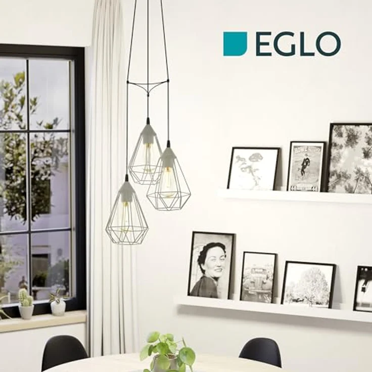 EGLO Cluster Hängelampe Tarbes, 3-flammige Pendelleuchte über Esstisch, Deckenlampe hängend aus Metall in Grau, Esszimmerlampe mit E27 Fassung, Ø 31 cm – Bild 4