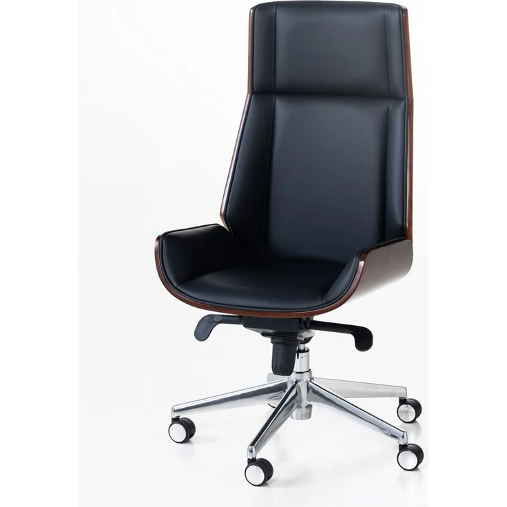 Office Chair mit Walnussholz, ca. 56 x 65 x 110–118 cm – Schwarz – Bild 1