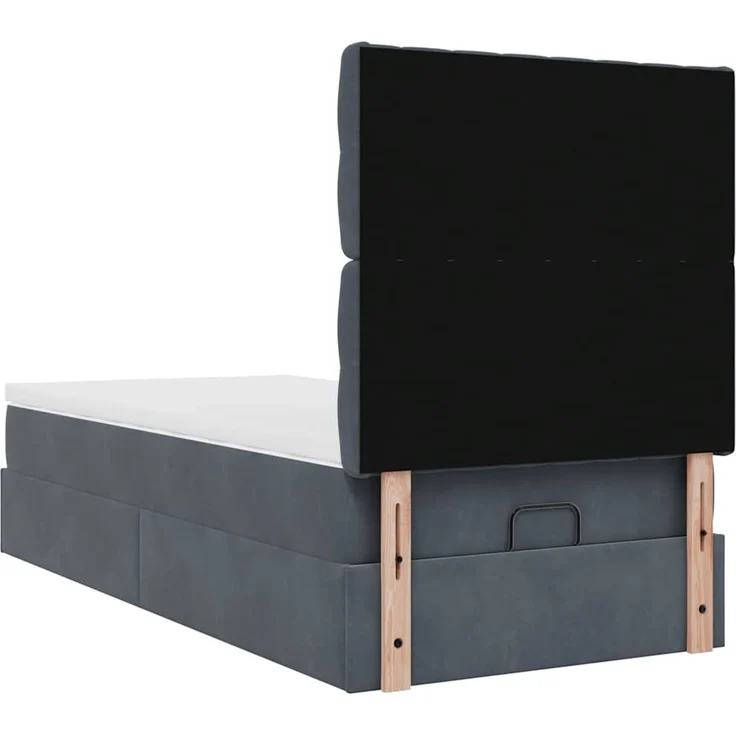 vidaXL Ottoman-Bett mit Matratzen & LEDs Dunkelgrau 100x200 cm Samt 3314373 – Bild 9
