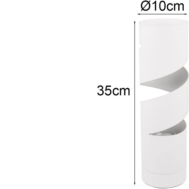 Moderne Tischleuchte STREAM Zylinder aus Metall in Weiß, Höhe 35cm – Bild 4