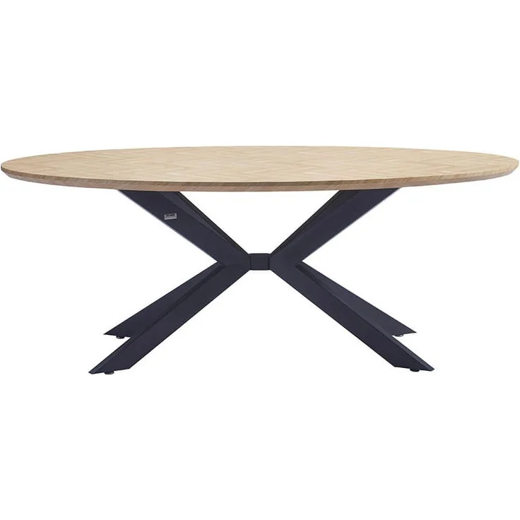HOME DELUXE Essgruppe Oval inkl. Sternfuß - 200 x 120 cm Fishbone Oak 6 Stühle Anthrazit – Bild 6