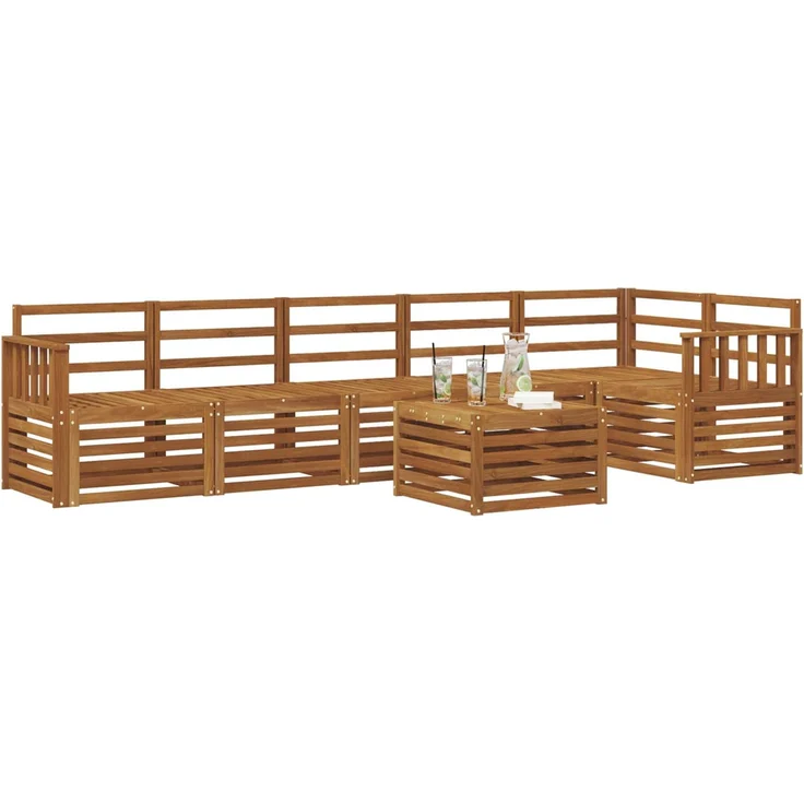 vidaXL Outdoor-Sofagarnitur 7 stk. 6-Sitzer Natur Massivholz Akazie 3374919 – Bild 3