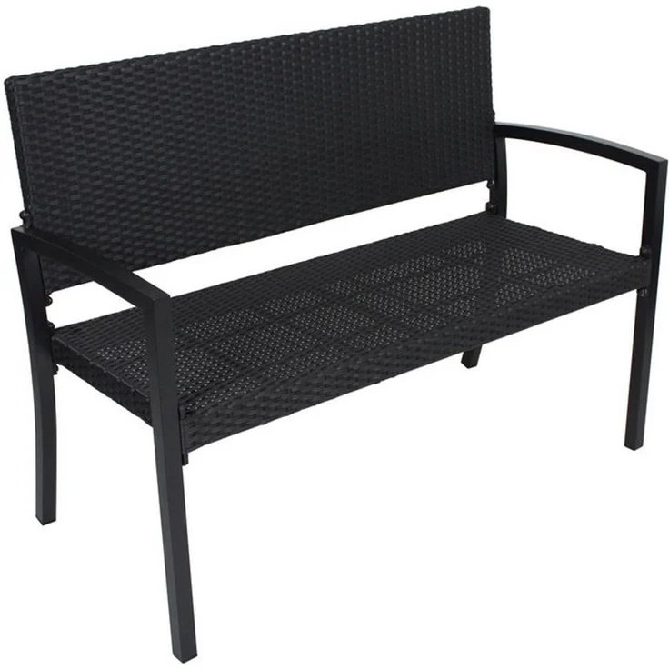 'SANREMO' Parkbank, Aluminium / Kunststoffgeflecht, Schwarz, 87 x 60 x 116 cm – Bild 2