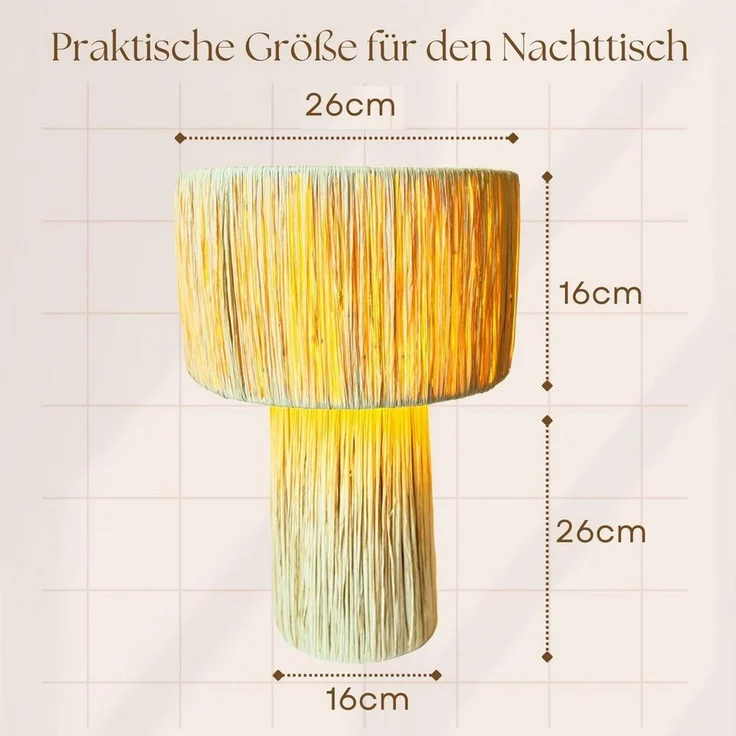 Marrakesch Orient & Mediterran Interior Nachttischlampe 2er Set Boho Deko Tischlampe Nachttischlampe Morjana Beige, E27, Handarbeit – Bild 2