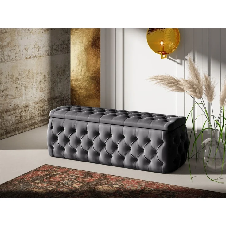 Polsterhocker mit Stauraum ERNESTO 160x50x45 cm Elisa Velvet Anthrazit – Bild 1