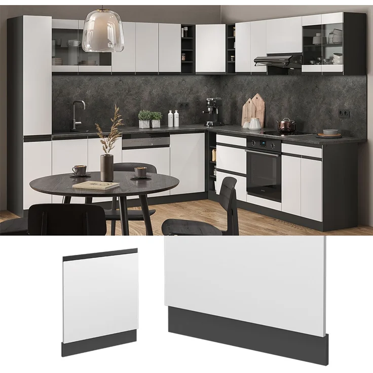 Geschirrspülblende R-Line Weiß 60 cm J-Shape ohne Arbeitsplatte Vicco – Bild 2