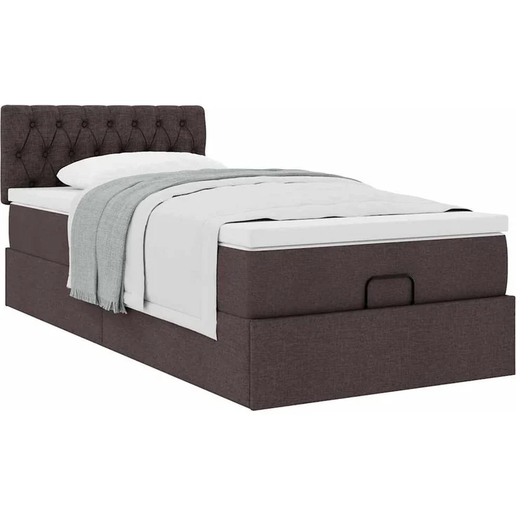 vidaXL Ottoman-Bett mit Matratze Dunkelbraun 90x200 cm Stoff 3311514 – Bild 7