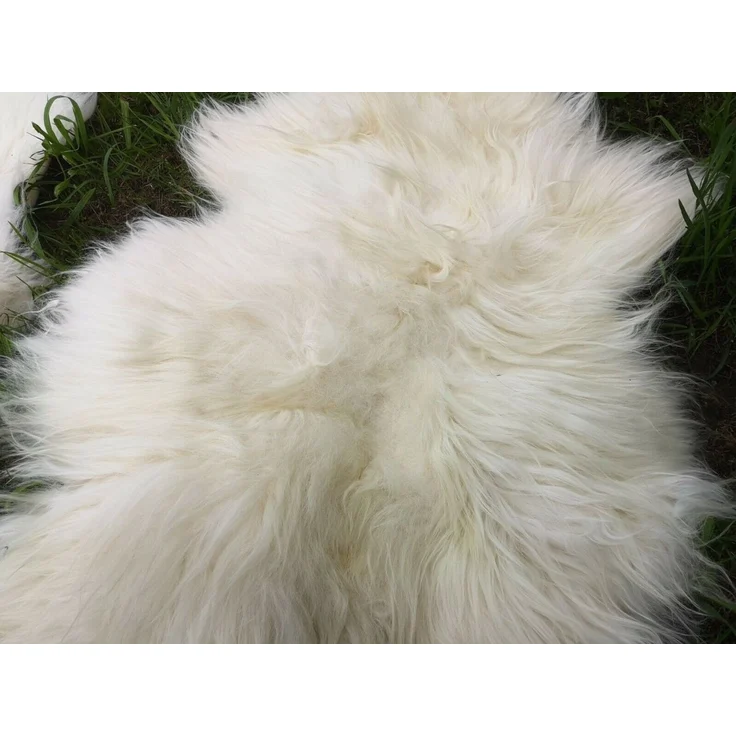 Provellus Fellteppich Hell Öko Schaffell Lammfell Naturfell Weich Bis 150cm 2. Wahl, 30x30cm rund – Bild 3