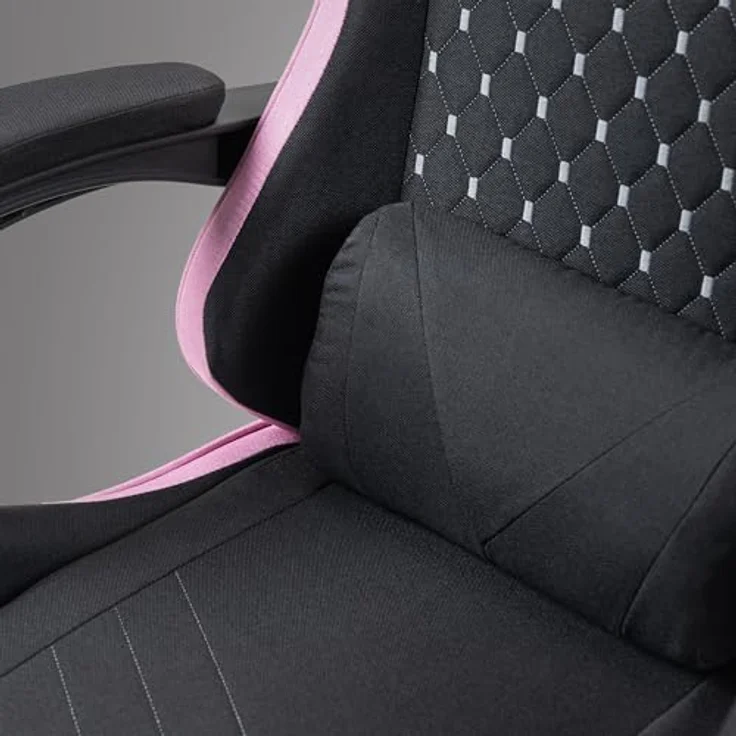 MARS GAMING MGC-X, Ergonomischer Gaming-Stuhl, Atmungsaktiver Stoff, Verstellbare Rückenlehne und Höhe, Dynamische Armlehnen, Nacken- und Lendenkissen, Bürostuhl mit Ausziehbarer Fußstütze, Rosa – Bild 7