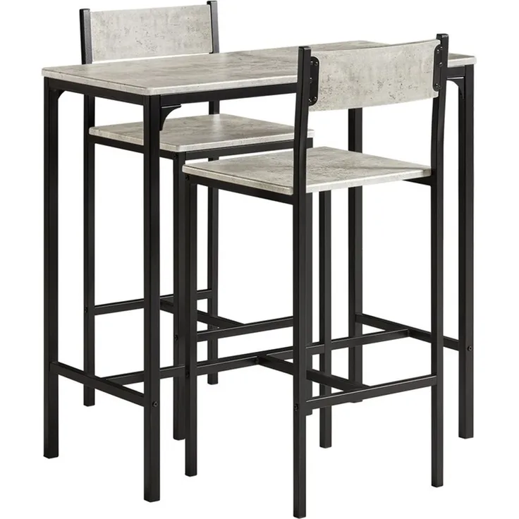 SoBuy OGT03-HG Essgruppe 2 Stühle, MDF, PVC-Beschichtung, Grau, 89 x 96 x 45 cm