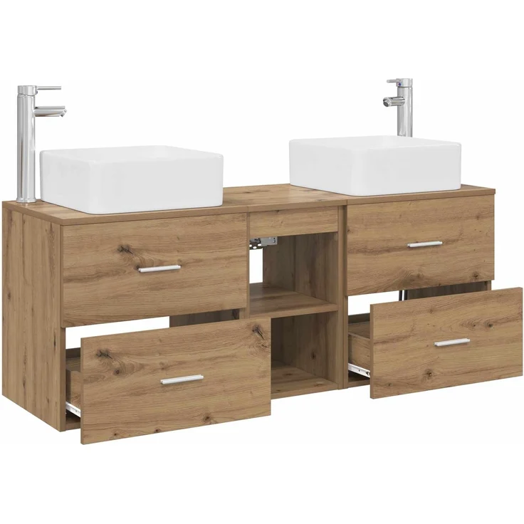 vidaXL Badezimmerschrank-Set 3 stk. Artisan-Eiche 129 x 41 x 80 cm 3405826 – Bild 4
