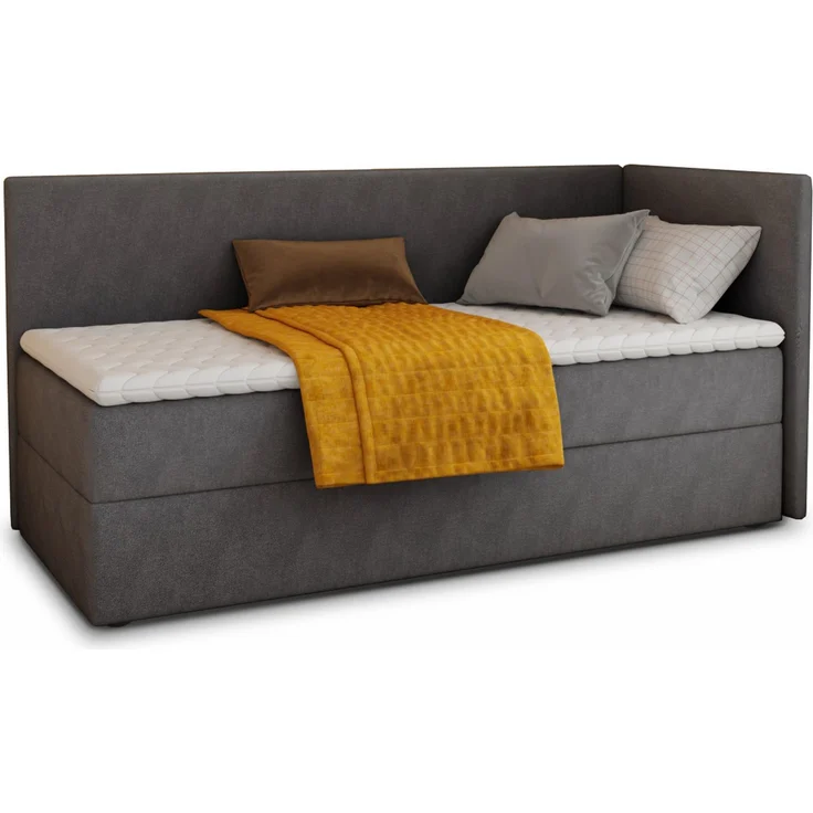 Boxspringbett Flame mit Bettkasten - Einzelbett mit Bonell-Matratze und Topper, Polsterbett, Universelle Bettseite, Bett, Schlafzimmer, Kinderzimmer (Graphit (Kronos 22), 100 x 200 cm) – Bild 2