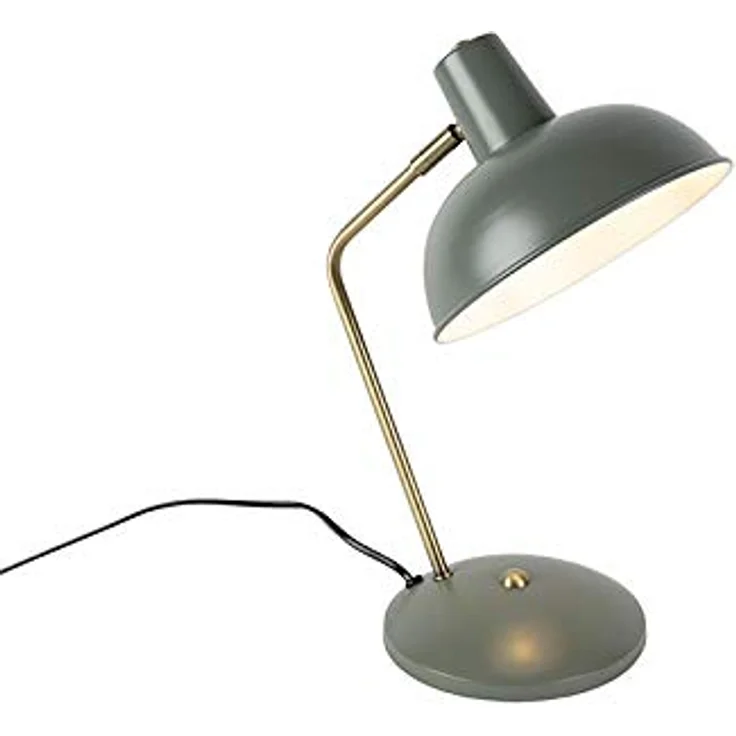 QAZQA Retro Tischlampe Milou, grün mit Bronze, E14 Fassung, dimmbar, 38 cm Höhe – Bild 1