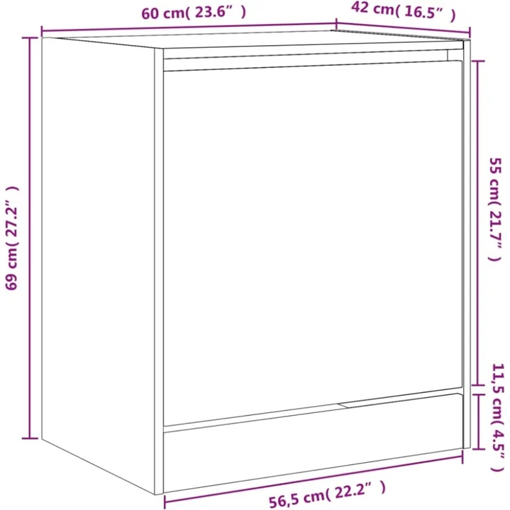 vidaXL Schuhschrank Betongrau 60x42x69 cm Holzwerkstoff 839983 – Bild 6